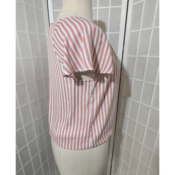 Liz Claiborne Woman Pink Stripe Short Sleeve Pullover Blouse Top Size: Medium - Picture 3 of 6